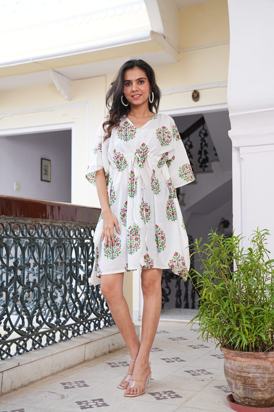 Hand Block Printed Short Kaftan Dress