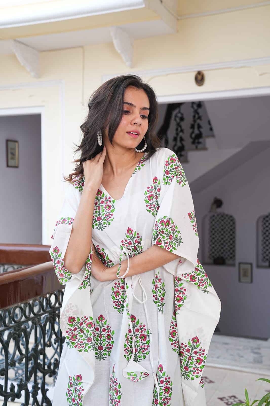 Hand Block Printed Short Kaftan Dress