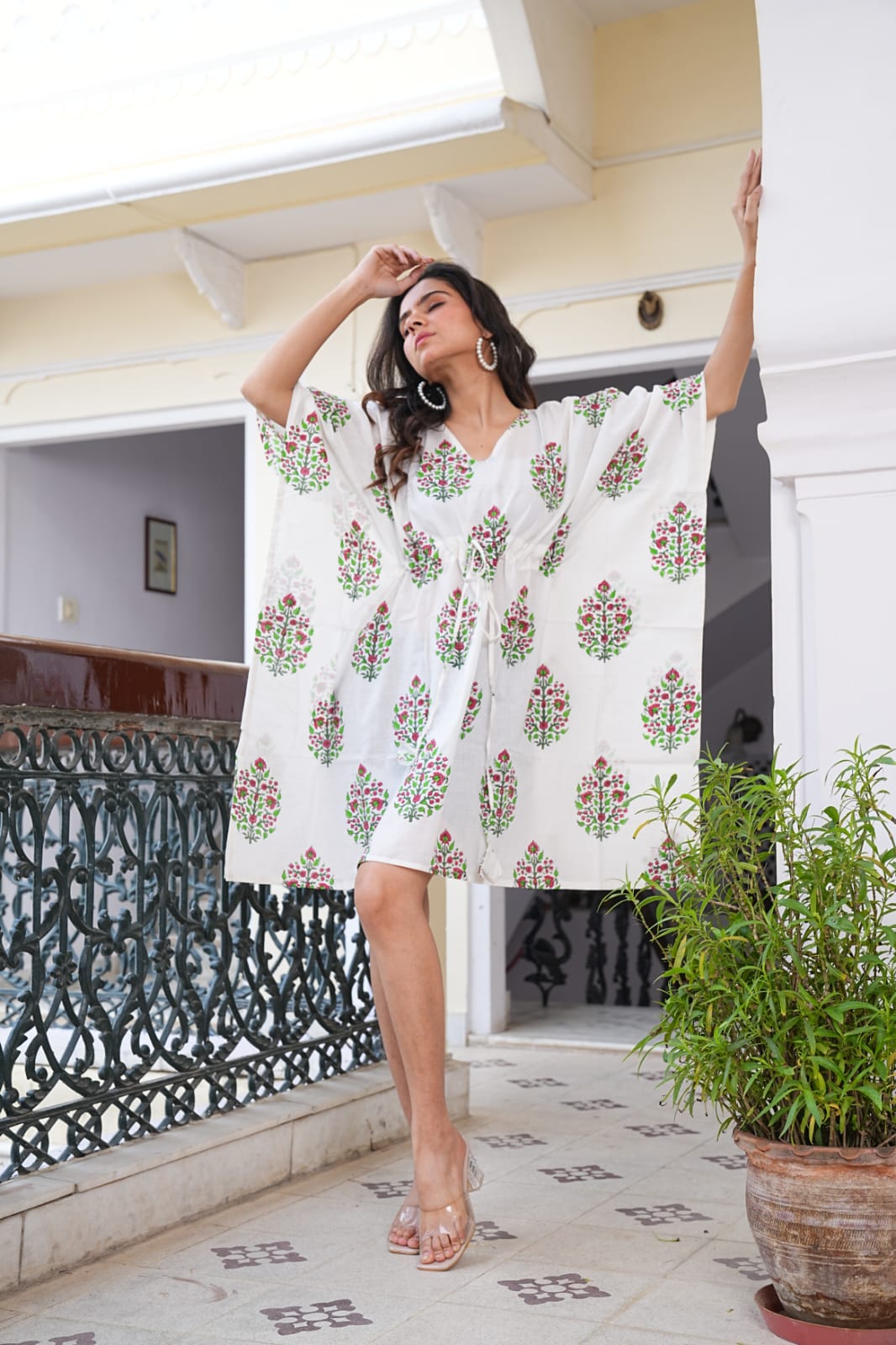 Hand Block Printed Short Kaftan Dress