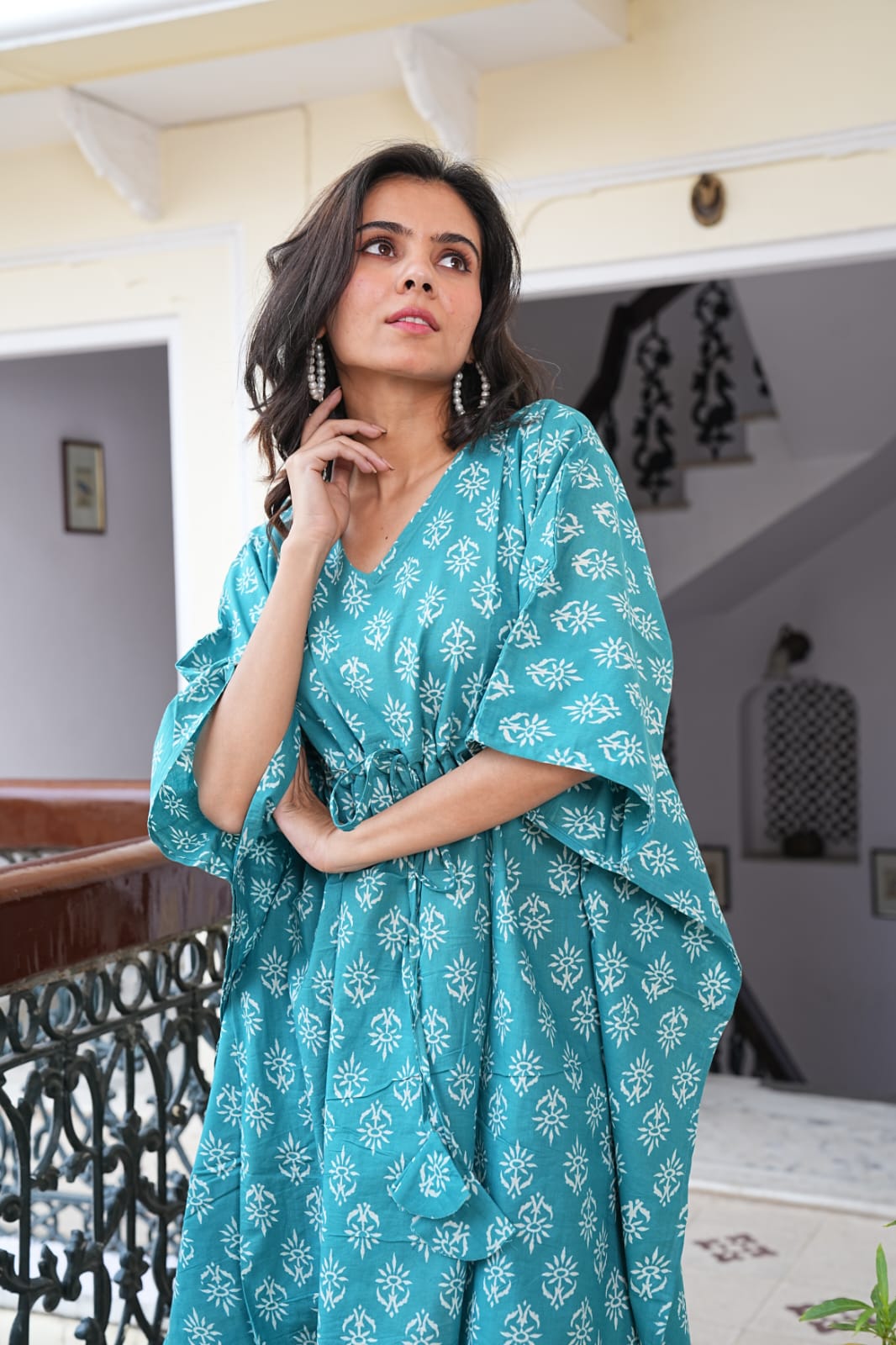 Hand Block Printed Short Kaftan Dress