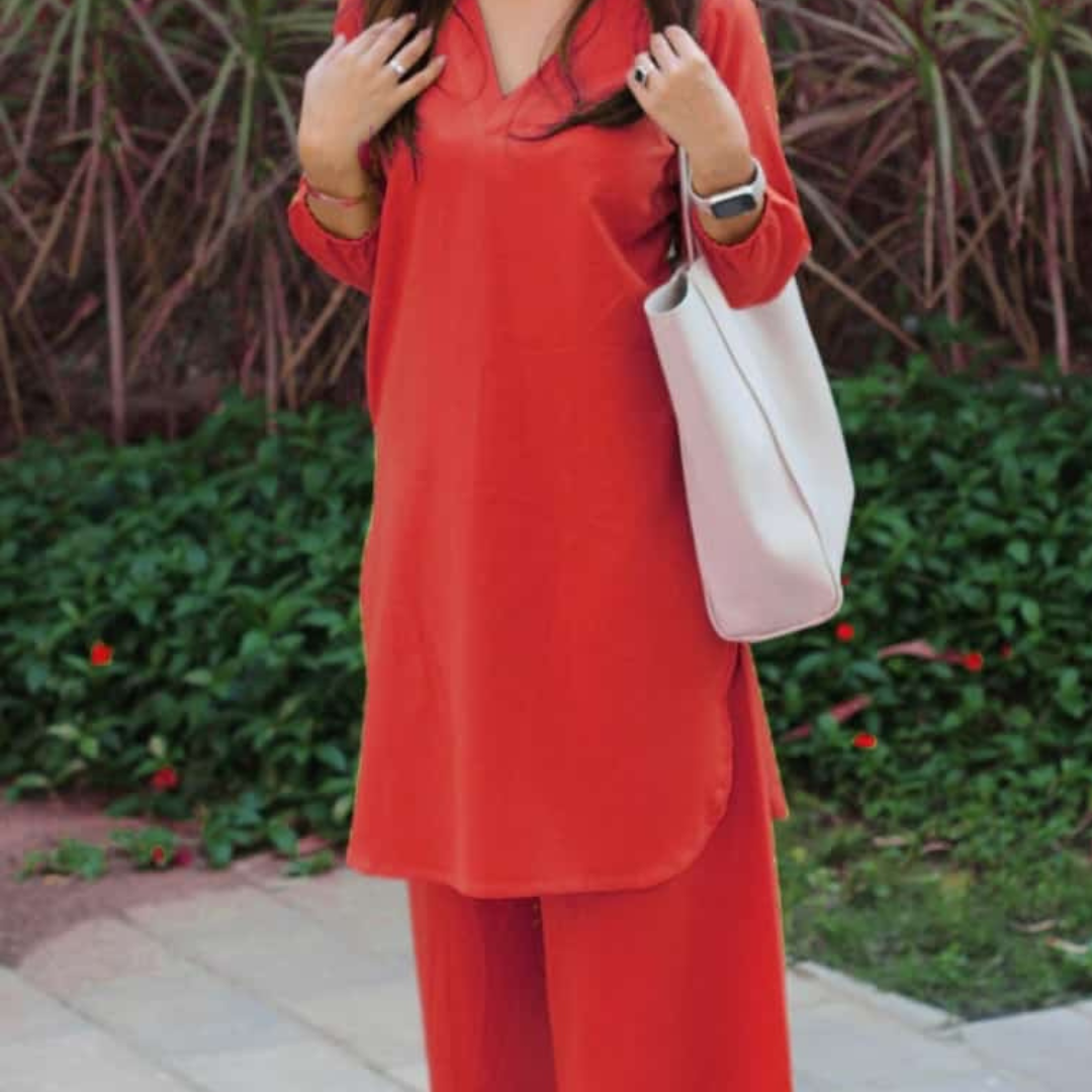 Mul Cotton Co-ord Set Red
