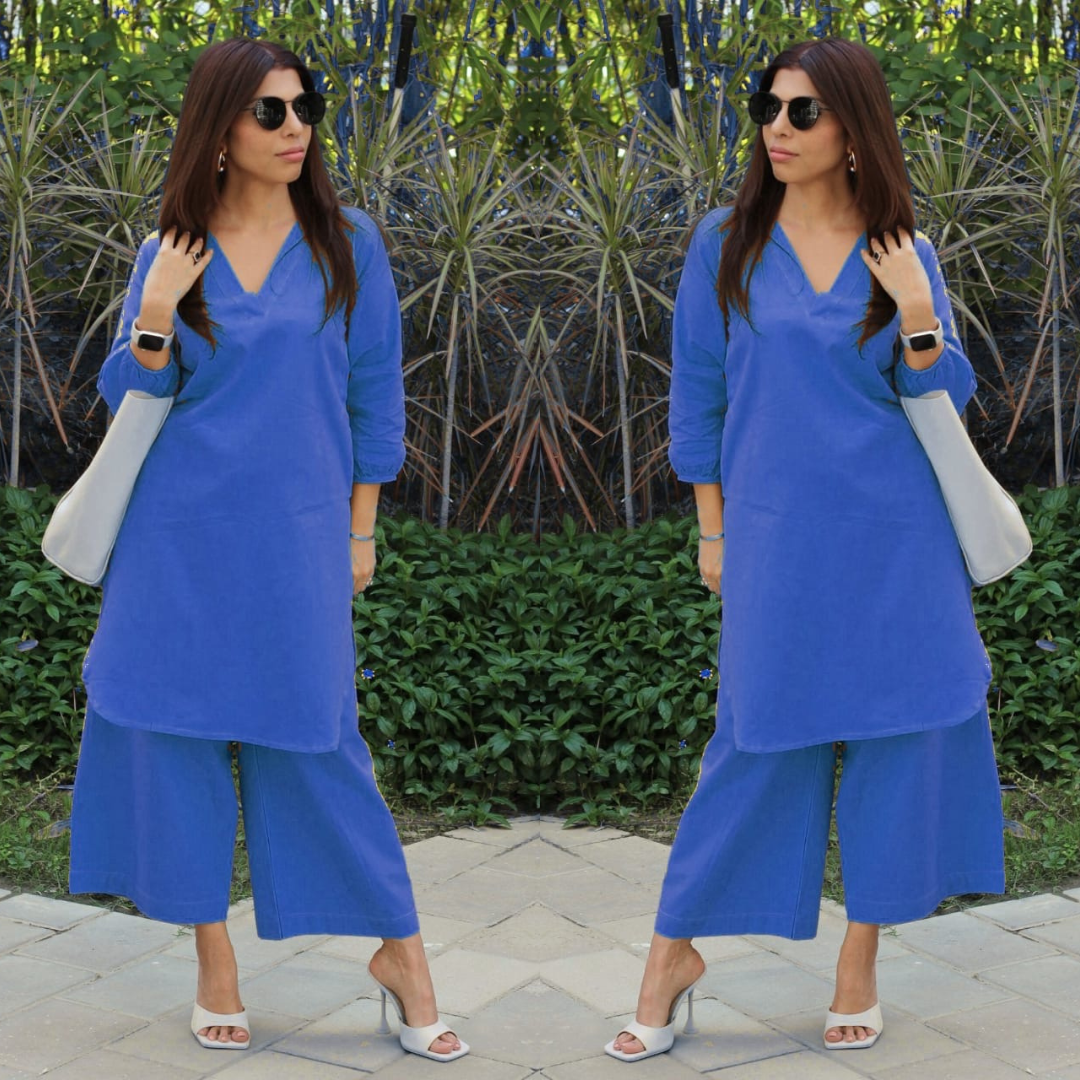 Mul Cotton Co-ord Set Blue