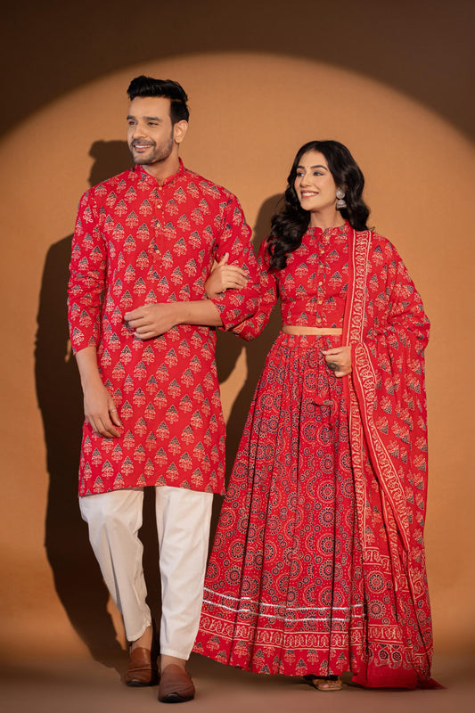 Couple Lehenga and Kurta Pyjama Set