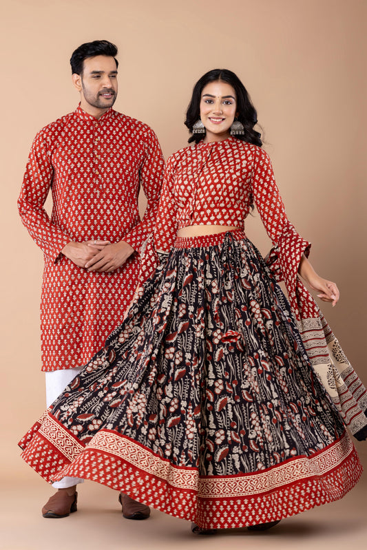 Couple Lehenga and Kurta Pyjama Set