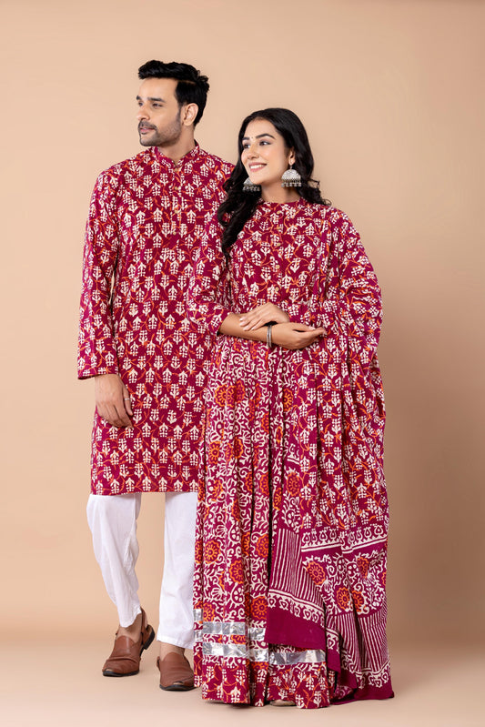 Couple Lehenga and Kurta Pyjama Set