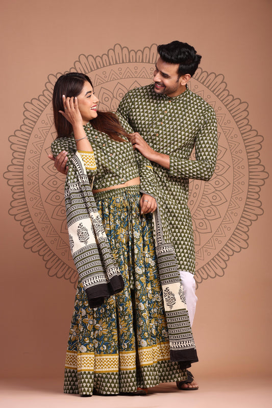 Couple Lehenga and Kurta Pyjama Set