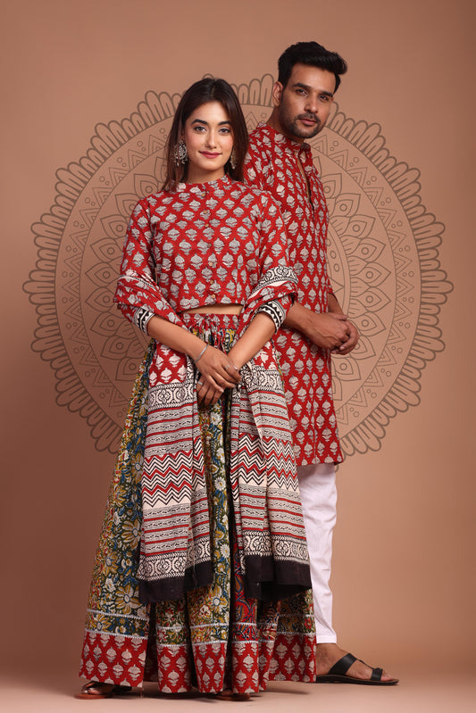 Couple Lehenga and Kurta Pyjama Set