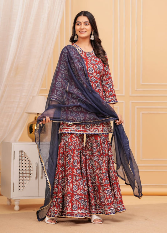 Kurta-gharara-dupatta set