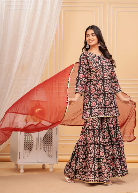 Kurta-gharara-dupatta set