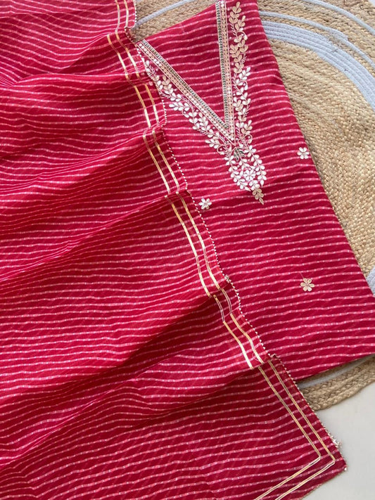 Unstitched Leheriya kurta