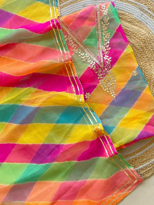 Unstitched Leheriya kurta