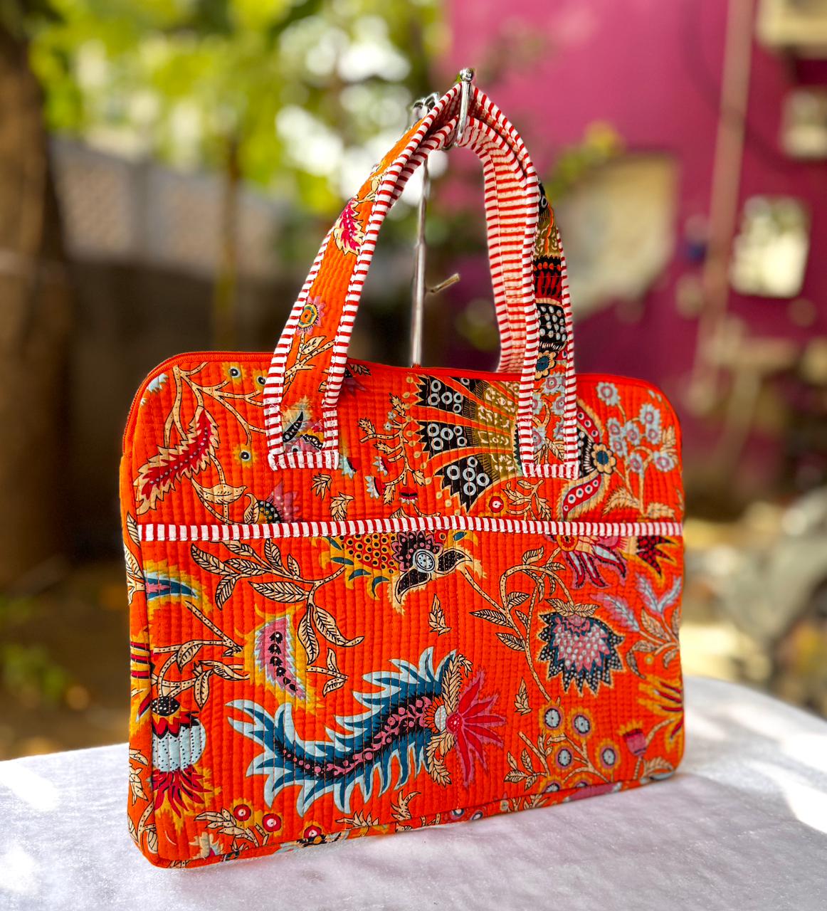 Block print laptop bag