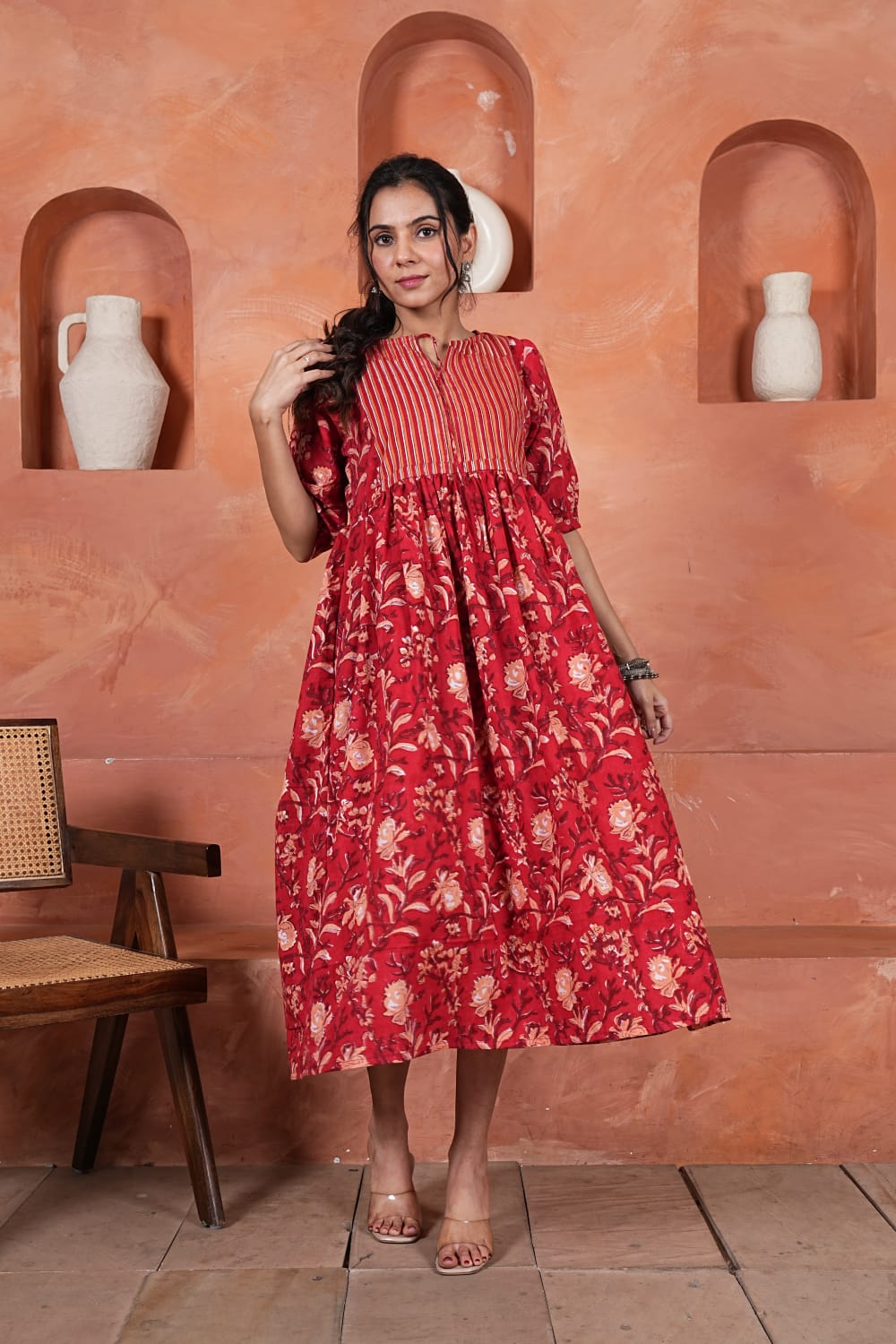 Bagru Hand-Block Printed Dress
