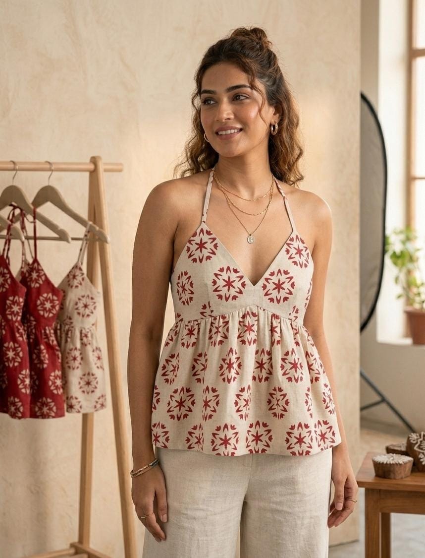 Block Print Halter Top