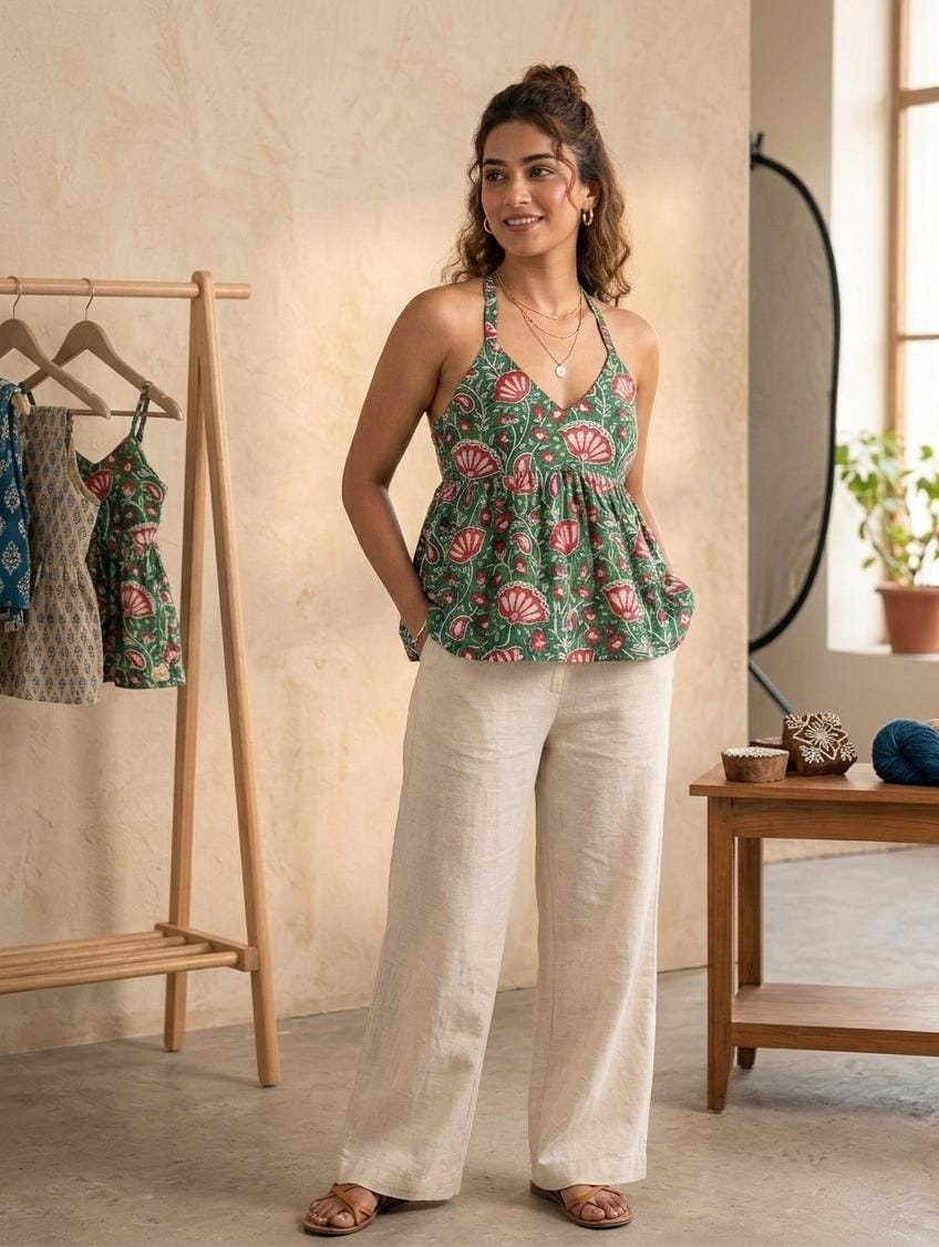 Block Print Halter Top