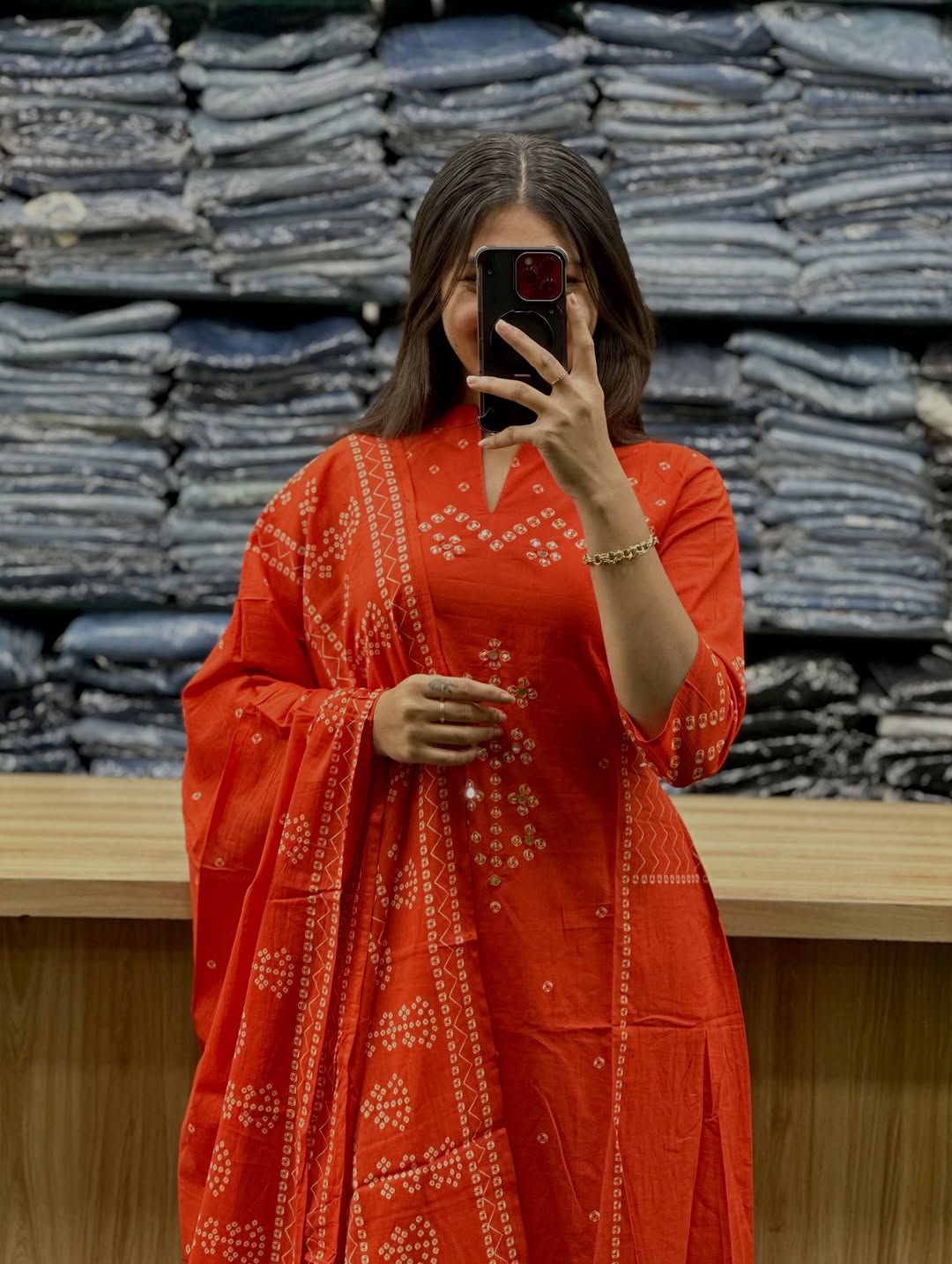 Bandhej Print Kurta Set