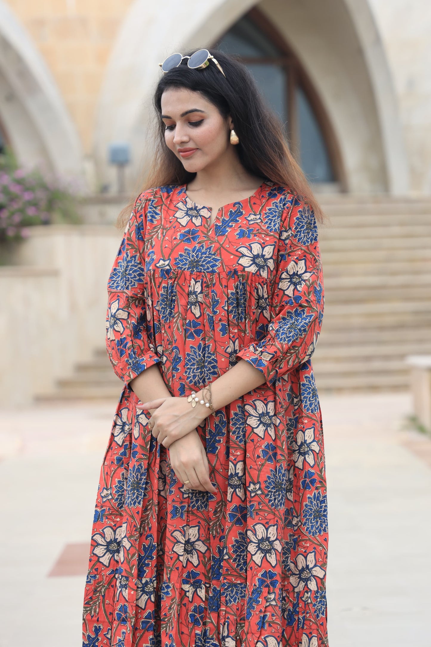 Block Print Maxi Dress