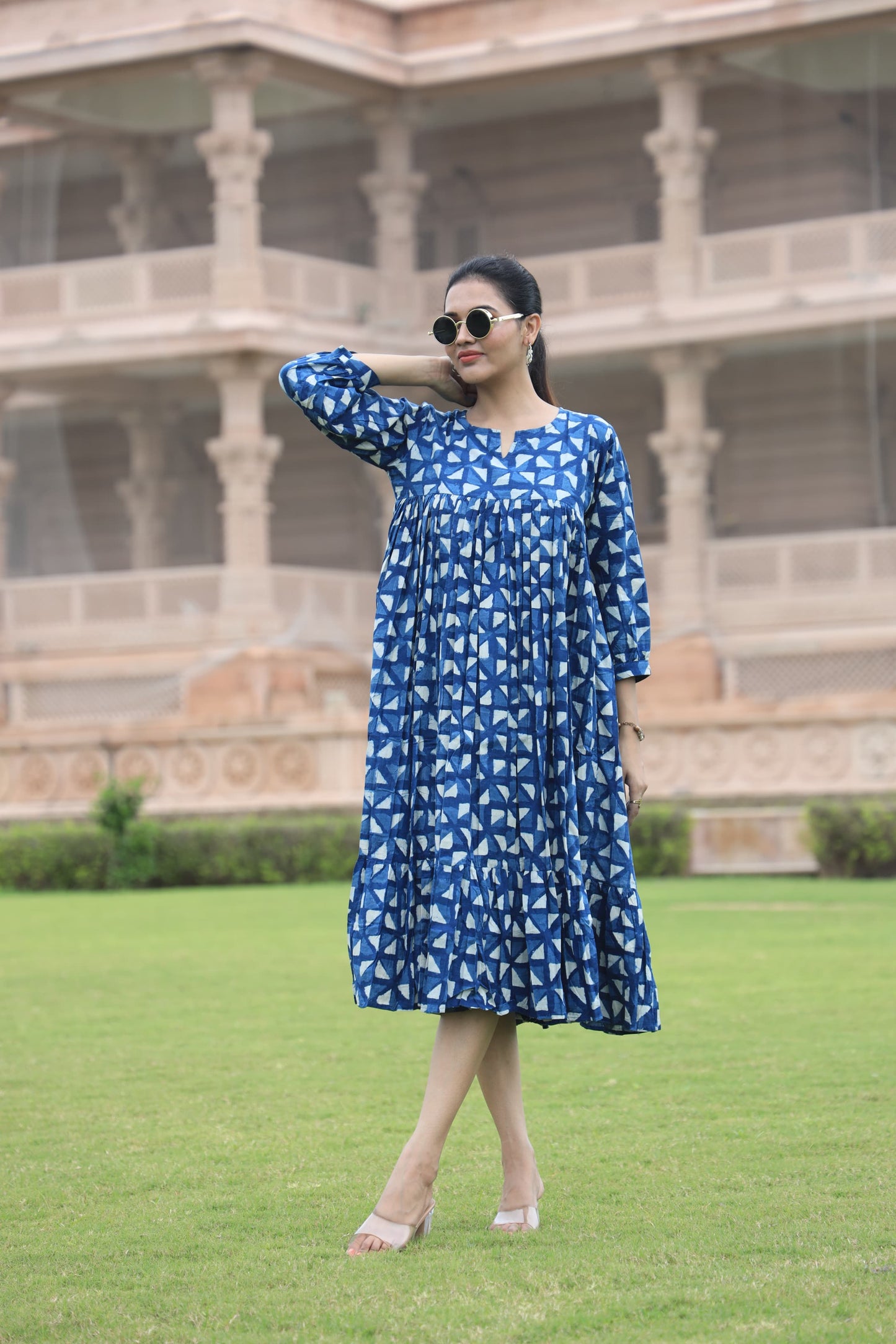 Block Print Maxi Dress