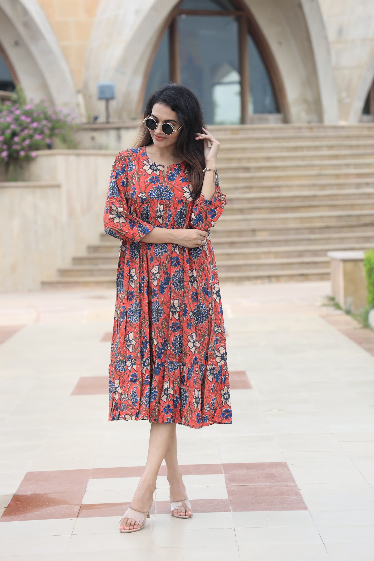 Block Print Maxi Dress
