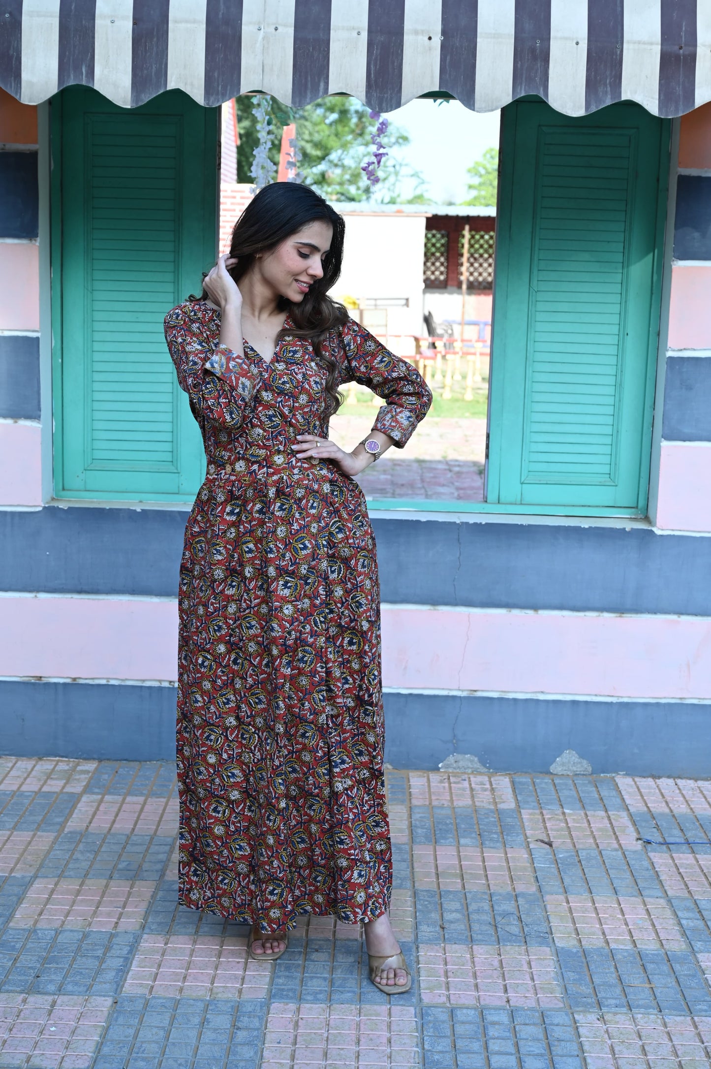 Bagru Angarkha Dress