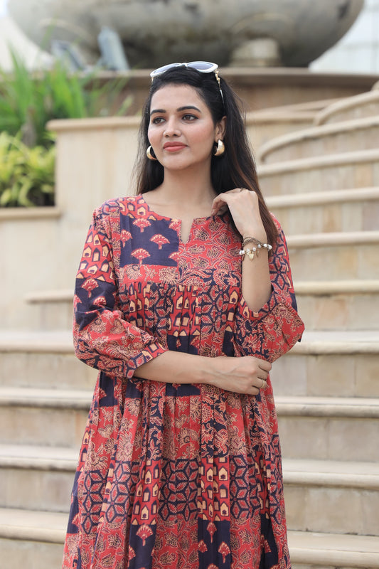 Block Print Maxi Dress