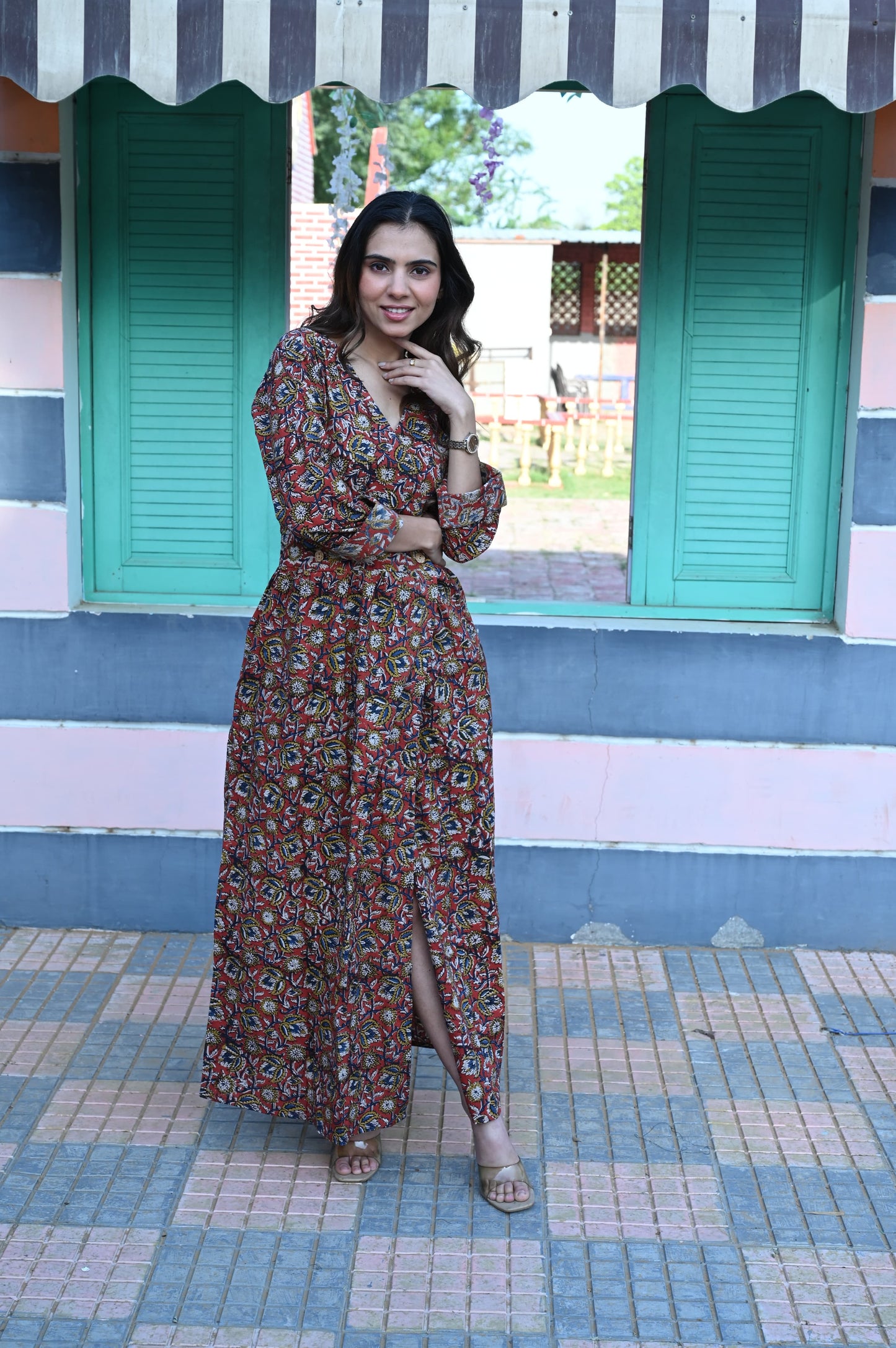 Bagru Angarkha Dress
