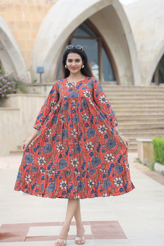 Block Print Maxi Dress