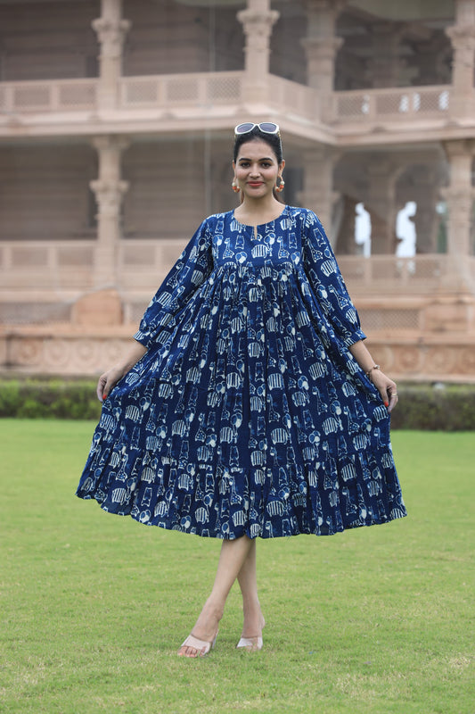 Block Print Maxi Dress