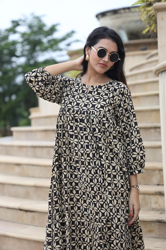 Block Print Maxi Dress
