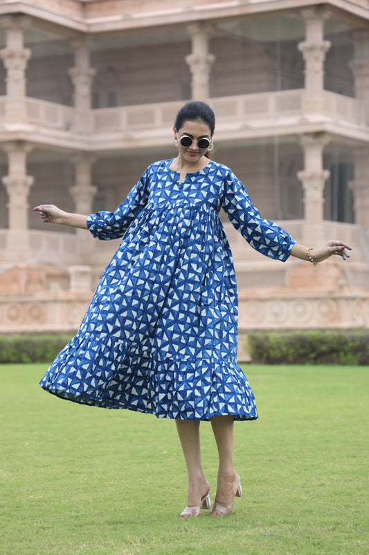 Block Print Maxi Dress