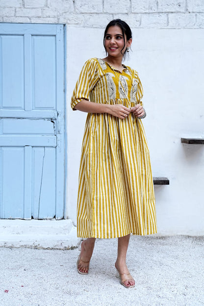 Bagru Hand-Block Printed Dress
