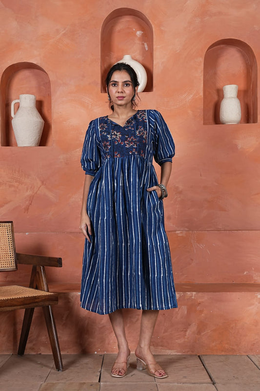 Bagru Hand-Block Printed Dress
