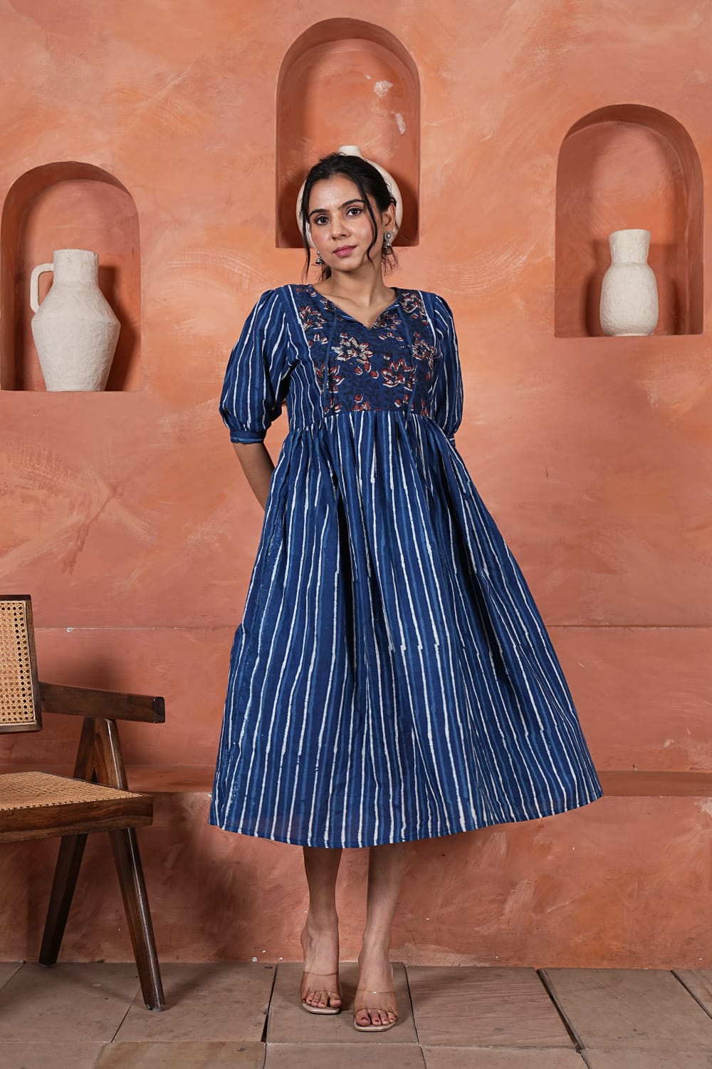 Bagru Hand-Block Printed Dress