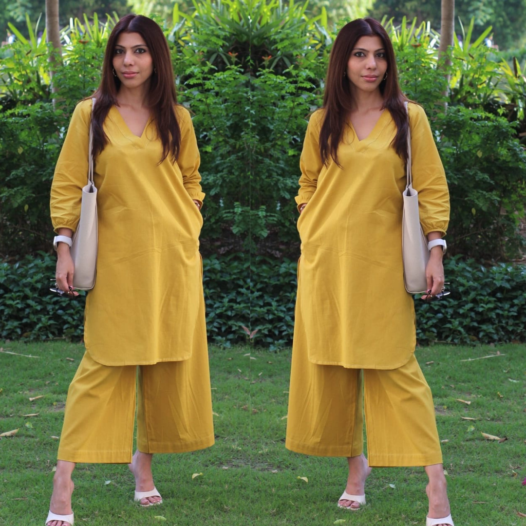 Mul Cotton Co-ord Set Yellow