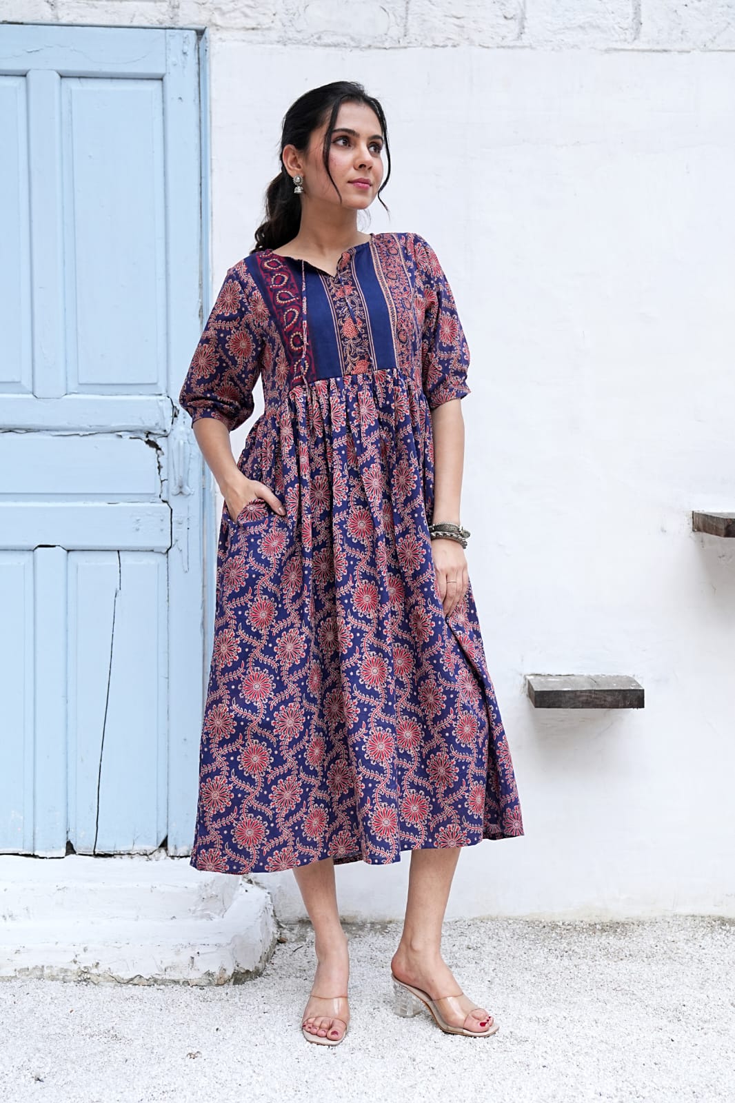 Bagru Hand-Block Printed Dress