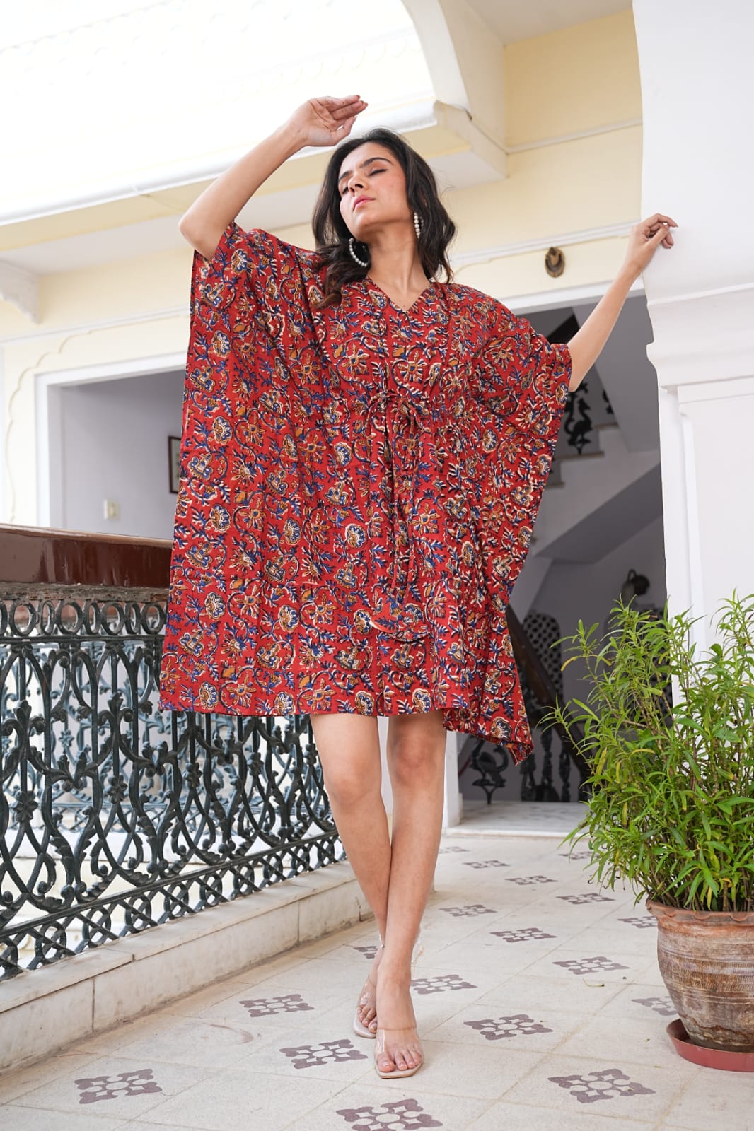 Hand Block Printed Short Kaftan Dress