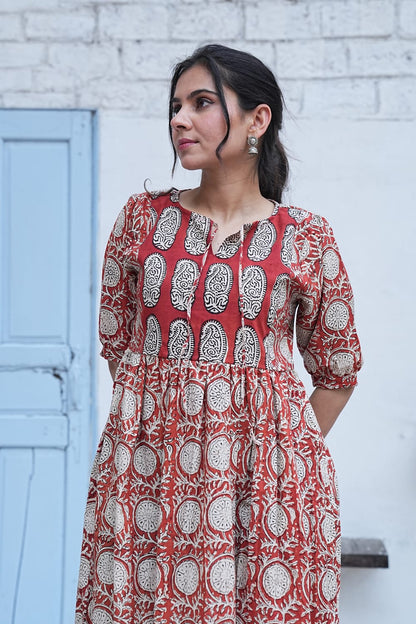 Bagru Hand-Block Printed Dress