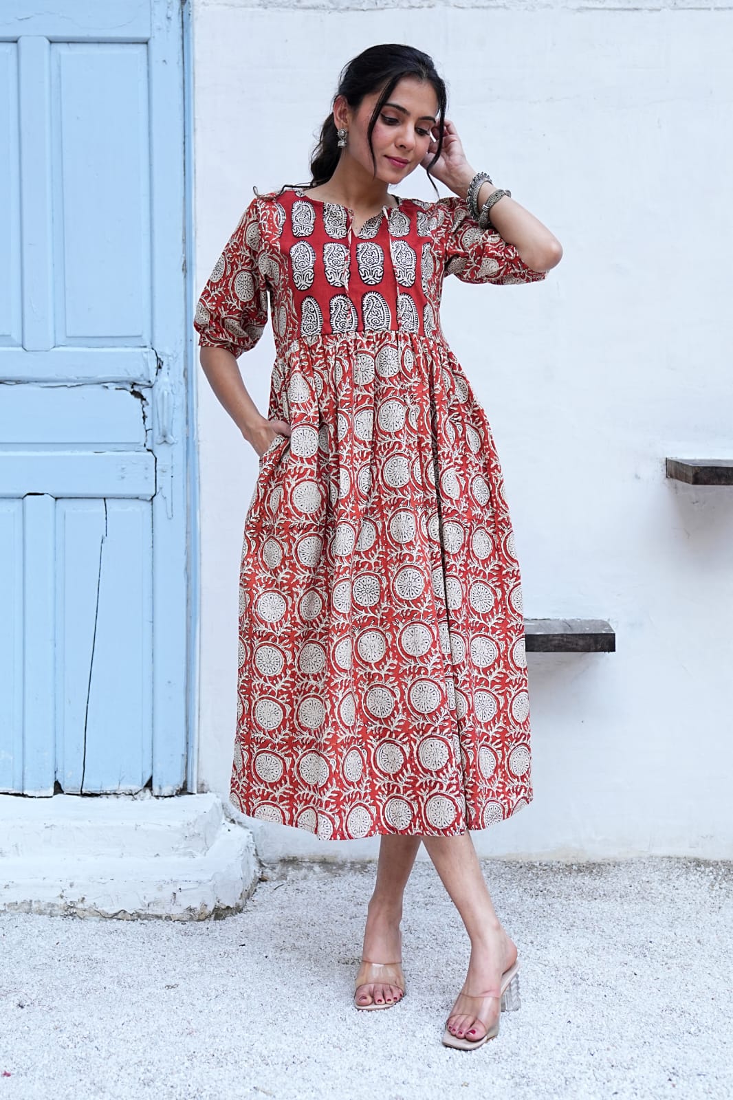 Bagru Hand-Block Printed Dress
