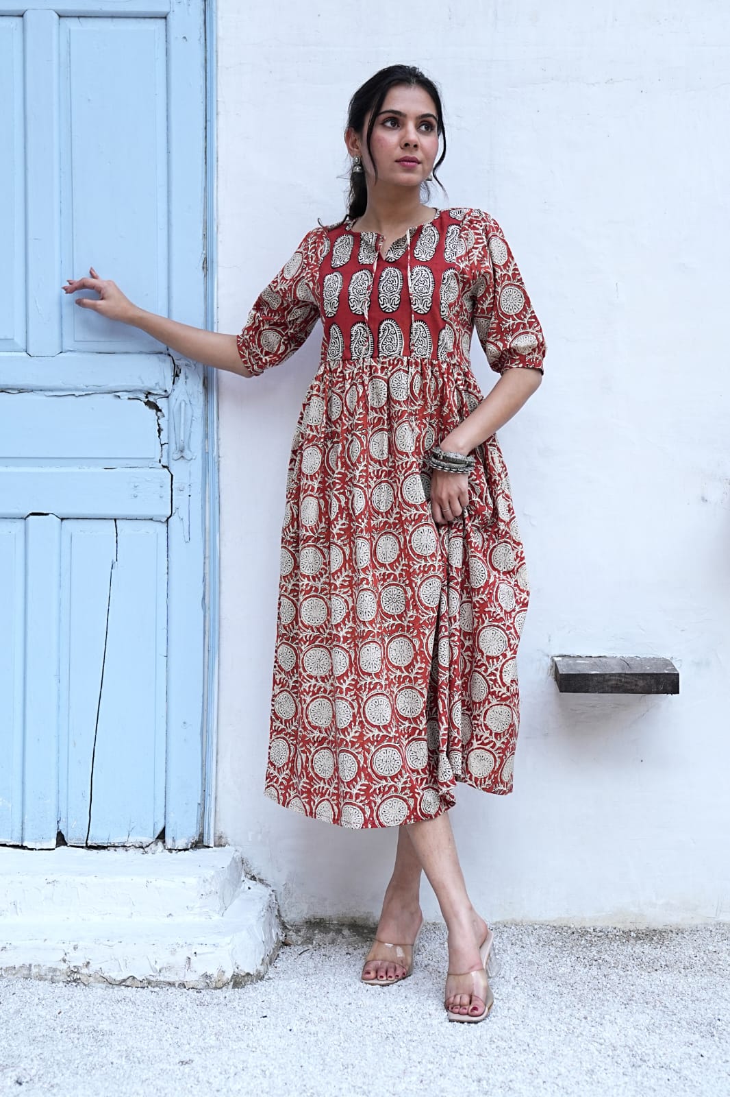 Bagru Hand-Block Printed Dress