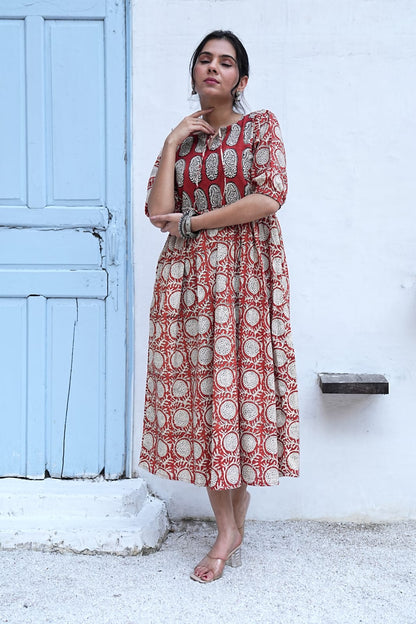 Bagru Hand-Block Printed Dress