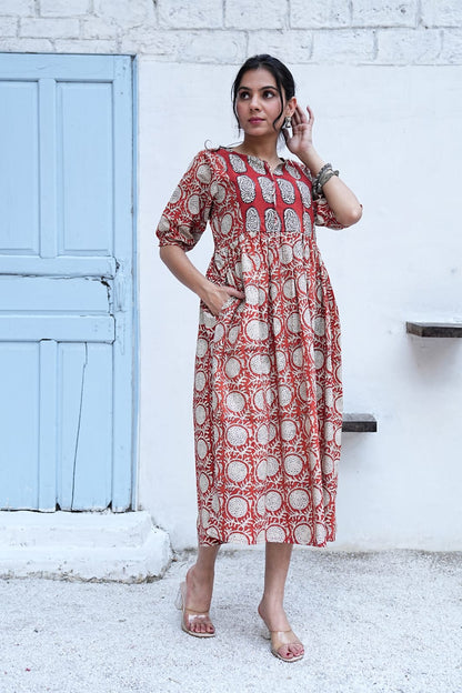 Bagru Hand-Block Printed Dress