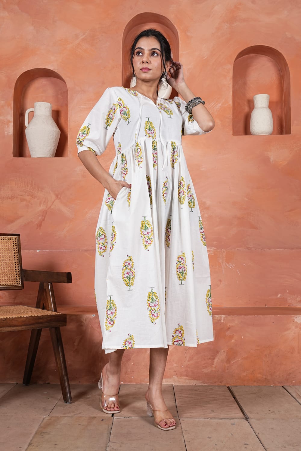 Bagru Hand-Block Printed Dress