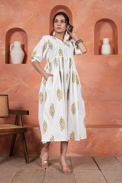 Bagru Hand-Block Printed Dress