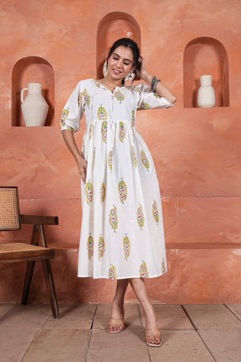 Bagru Hand-Block Printed Dress