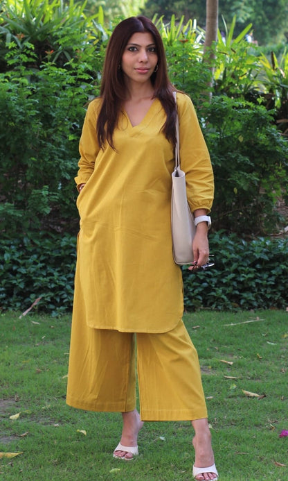 Mul Cotton Co-ord Set Yellow