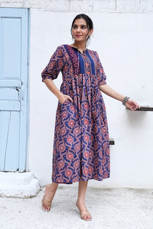 Bagru Hand-Block Printed Dress