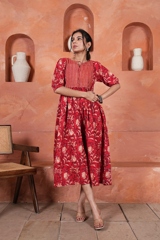 Bagru Hand-Block Printed Dress