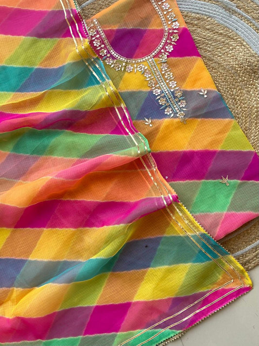 Unstitched Leheriya kurta