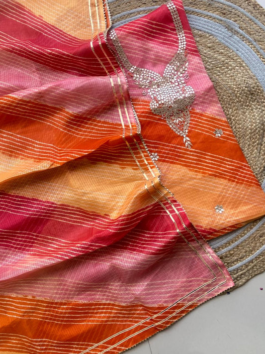 Unstitched Leheriya kurta