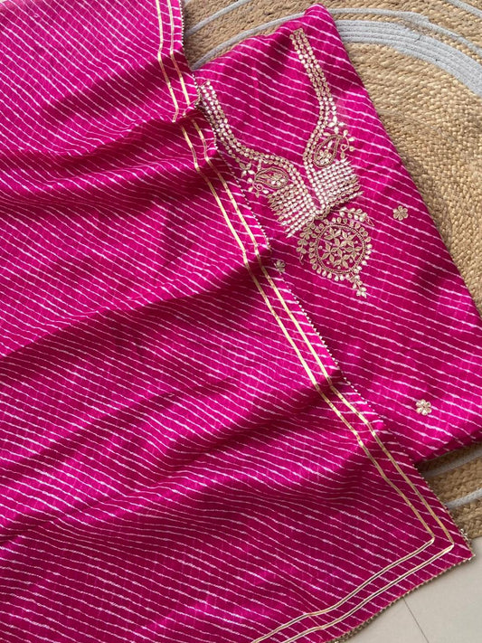 Unstitched Leheriya kurta